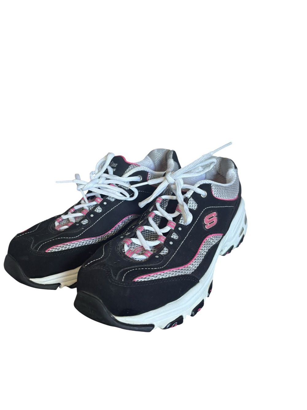Skechers D Lites Black Pink Chunky Platform Sneakers size 9